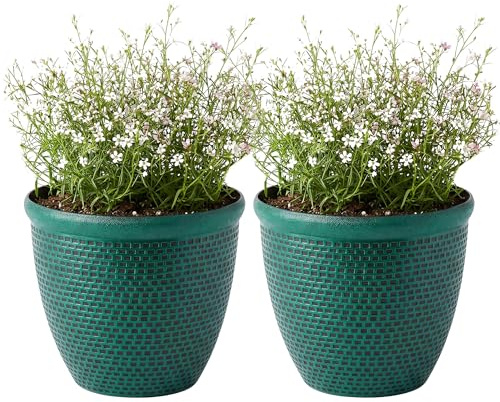 SG Traders 2 x Large Plastic Round Cromarty Plant Pot Flower Pot Planter Garden Decoration 40cm Plant Pot Outdoor Flower Pots Outside Garden Planters Outdoor With Drainage Holes