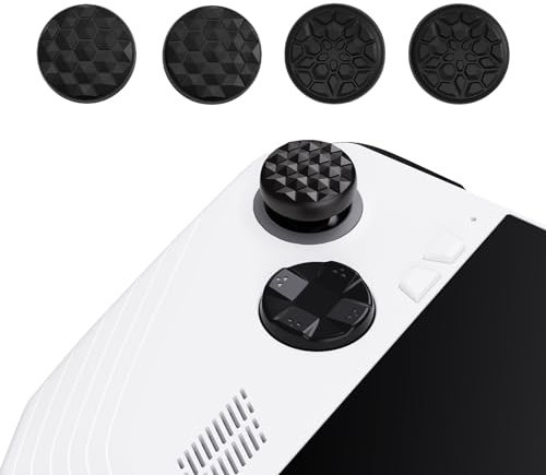 PlayVital Agarres para Pulgar para ROG Ally, Tapas de Silicona para Joysticks, Thumbstick Grips Antideslizantes, Accesorios para ROG Ally X Consola (Grano de Diamante&Grieta-Negro)