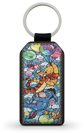 Porte-clé noir en simili cuir Bourriquet ours winnie dessin animé amis Eeyore Ref 20