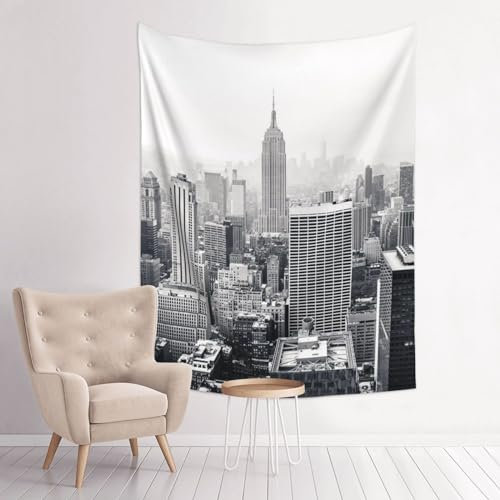 VANANI New York Aesthetic Tapisserie Schwarz und Weiß Wohnzimmer Schlafzimmer Wandbehang Dekorationen (73 x 95 cm)