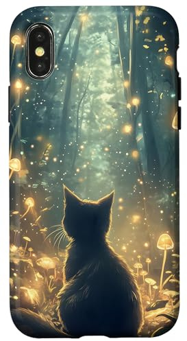 Mystischer Katzen-Zauberwald Hülle für iPhone X/XS