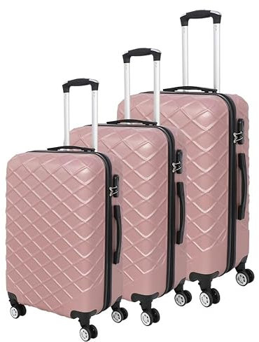 LUGGIT Lot de 3 valises de voyage | 40 L, 68 L, 100 L, 3 tailles, coque rigide en ABS et lisse à 360° à 4 roues rotatives, valises de voyage solides et légères avec poignée télescopique, rose gold,