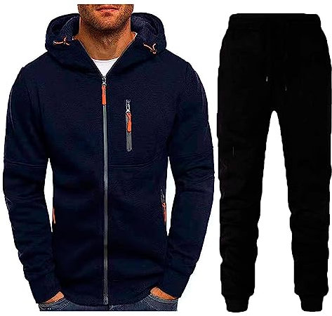 Generisch Herren Jogginganzug Sportanzug für Männer Trainingsanzug Laufanzug Gym Freizeitanzug Modell Trainingsanzug fußball Jogginghose Herren weiß weit Trainingsanzug fußball vereine