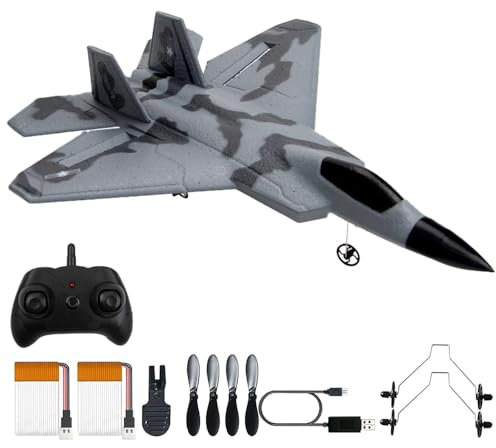 IXYHKB Avion RC Télécommandé, 2.4Ghz 2 Canaux Avion Télécommandé avec Lumière LED Avion de Chasse télécommandé Jouet avec 3 Axis Gyro System Avion Radiocommandé avec Recharge USB pour Enfants Adultes