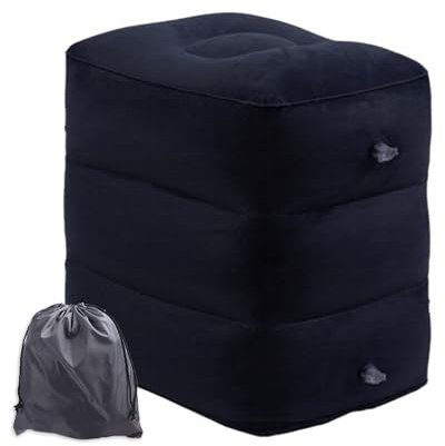 Repose Pieds Gonflable, Coussins réglables en Hauteur, Oreiller de Voyage Gonflables pour Dormir et Repose-Pieds Adapté au Bureau, à la Maison et en Voyage (Noir)
