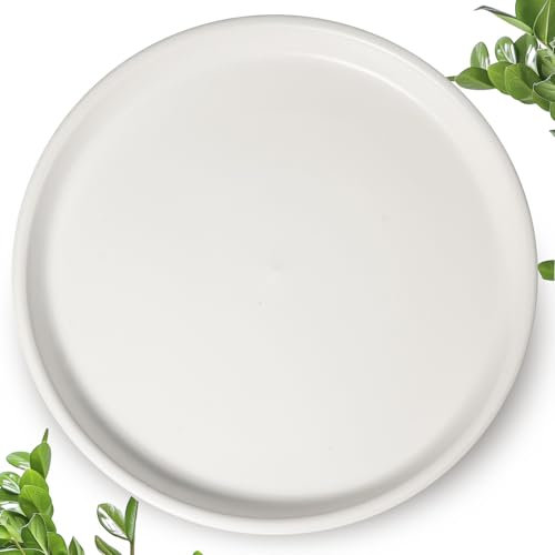 EPFamily Plant Pot Saucer 10 Inch - Ceramic Plant Saucer for Outdoors, Plant Drip Tray for Indoors, Large Plant Water Catcher Tray, Round Flower Pot Saucer, Plant Dish, White