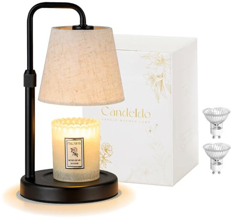 Candeldo Candle Warmer Lamp with Timer: Candle Warmers with 2 Bulbs Height Adjustable Candle Lamps Decor Home Bedroom House Warming Gift Mothers Day Mom Sister