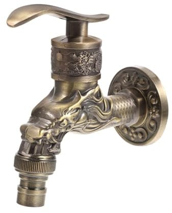 Antiguo Faucet Latón, Nostalgie Grifo de Jardín, Grifo Antiguo, Grifo Tallado en Forma de Dragón, Retro de Latón Grifo, Grifo de Pared Vintage, Grifo de Lavabo Antiguo Vintage, para Exterior, Jardín