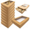 CHEF ROYALE 1-Pack Large Kraft Bakery Boxes with Window – Recyclable Takeout & Meal Prep Containers – Ideal for Cookie, Cake & Cupcake Boxes for Weddings, Birthdays & Parties (445x293x75mm)