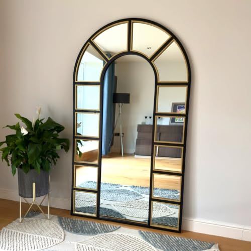 Jobu | Metal Arched Mirror (Mio - Black & Gold, 180cm x 105cm)