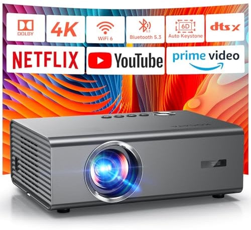 Projecteur Intelligent 4K pour Chambre avec Netflix Officiel, Audio Dolby, Mise au Point Auto AI, Correction 6D, WiFi 6, Bluetooth 5.3 | KOGATA Cinéma Maison Intérieur & Extérieur