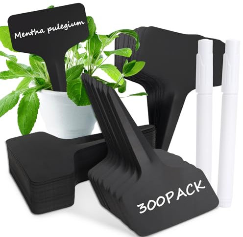 ELNLE 300 cartelli per piante da scrivere, per esterni, resistenti alle intemperie, in plastica, per semi di vaso, erbe aromatiche, fiori, verdura, colore nero