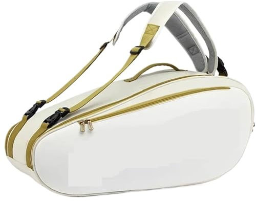 JCXIOC Tennisschläger-Taschen Badminton-Tasche, Tennisschlägertasche, großes Fassungsvermögen, for 12 Schläger für Sporttraining(White Gold)