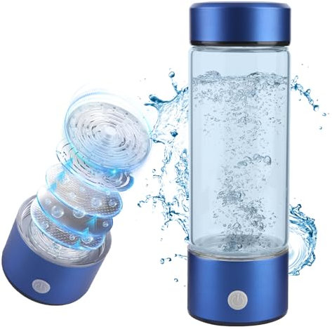 OFC Lenw Hydrogen Water Bottle 420ML, Portable Hydrogen Water Generator with SPE and PEM Technology, Quickly Produces Hydrogen-Rich Water in 3 Minutes for Home, Office, Travel and Gifts (Blue)