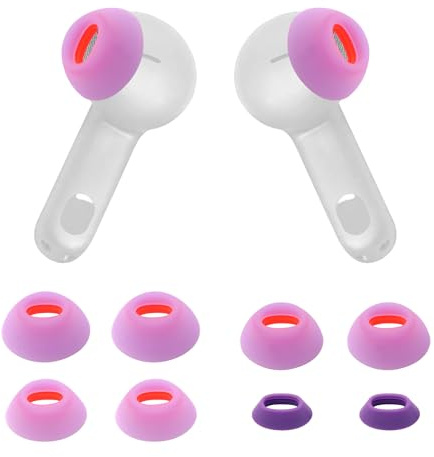 Tune Flex Ohrhörerspitzen, 4 Paar, kompatibel mit JBL Tune Flex Ohrhörern, Silikon, Ohrstöpsel XS/S/M/L, 4 Größen (Lila)