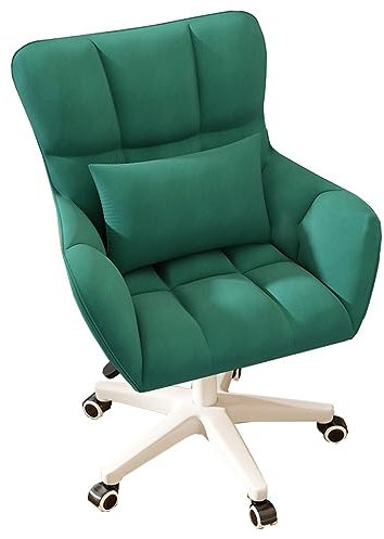 Bürostuhl aus Samt mit mittlerer Rückenlehne und Lendenwirbelstütze, verstellbarer Drehstuhl für Gaming und Arbeit, Rollstuhl, Schreibtischstuhl für kleine Räume, Grün