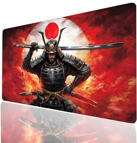Tappetino Mouse Guerriero Tappetino Mouse XXL 1600x800x3 mm Katana Mousepad Impermeabile e Antiscivolo Cucire i Bordi, Accessori Gaming Mousepad per Pc Portatile Laptop Tastiera Wireless Model-03780