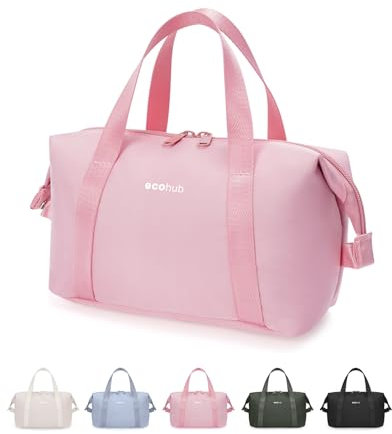 ECOHUB Reise Kulturbeute für Damen, Wasserabweisende Kulturtasche mit Weit Geöffnete, Leichtgewicht Kosmetiktasche, Recycelt Make Up Tasche, Schminktasche für Alltag(Rosa)