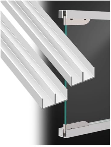 Générique Rail de Porte coulissante en Verre à Double Voie en Alliage d'aluminium, Ensemble de Rails for fenêtre coulissante en Verre for Placard, vitrine, Porte de Placard(31.5in/80cm)