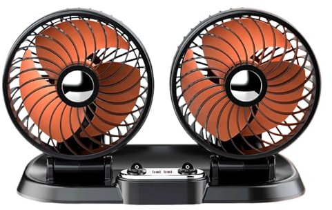 Hogvinnatil Ventilador para Vehículo Sin Aire Acondicionado | 24V USB Ventilador De Doble Cabezal Para Camión - Accesorio Interno para Autocaravana Camping Cabina Asiento Trasero Ventana Techo