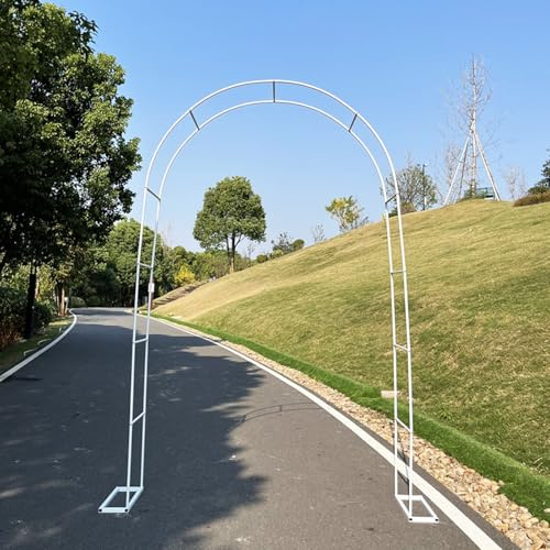QATGQBCF Outdoor-Bogen Weinrebe, Vintage Eisen Pflanze Klettern Rack, Patio Spalier, 240x140x38cm(White)