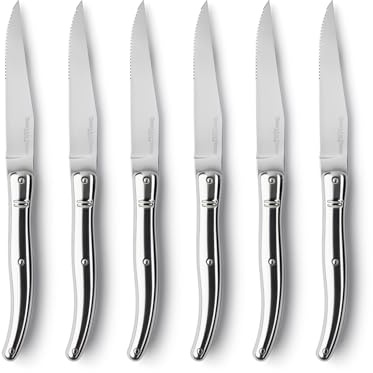 Taylors Eye Witness Premium Steak Knives Set of 6 - Stainless Steel Steak Knife with Sharp Serrated Blade and Ergonomic Handle, Durable and Dishwasher Safe – Effortless Slicing for Meat & More