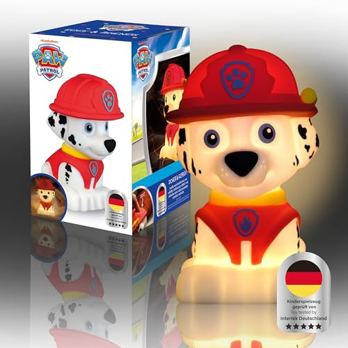 MegaLight EGGY & FRIENDS LED Nachtlicht Kinder | ohne verschluckbare Kleinteile | weiches Silikon | Einschlafhilfe mit Akku | wiederaufladbar | USB-C | Stilllicht dimmbar | PAW PATROL MARSHALL
