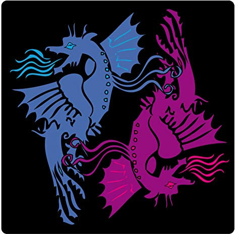 1art1 Drachen Drachen-Paar Poster-Sticker Tattoo Aufkleber 9x9 cm