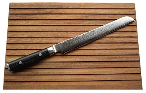 Yaxell Damastmesser-Brotmesser Yaxell Ran 69 Mikarta Griff incl. Brotschneidebrett Akazie