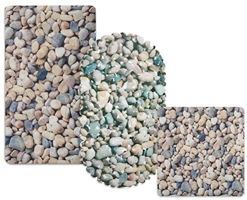 casa pura® Wanneneinlage Stone | helle Steinoptik | schadstoffgeprüft | als Badewanneneinlage und Duschmatte erhältlich | 3 Größen | oval (69x36 cm)