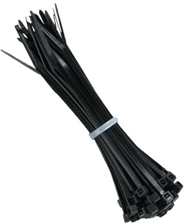 KafTon Pack of 100 Black Cable Zip Ties, UL Nylon, Perfect for PC, Bicycle Tie Wrap DIY Home Wire Vegetable Garden Office (200mm x 4.8mm) Black