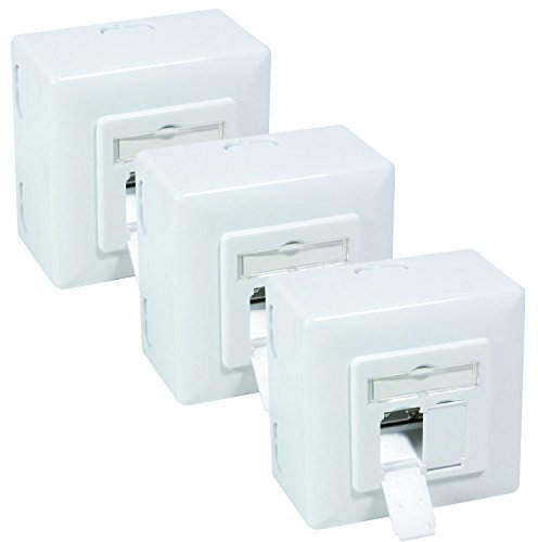 BIGtec 3 Stück Netzwerkdose CAT6 universal LAN Dose Kombidose Aufputz oder Unterputz Gigabit Netzwerk Datendose RAL9003 weiß für Verlegekabel Cat.5 Cat.5e Cat.6 Cat.6a Cat.7 Cat.7a CAT.8