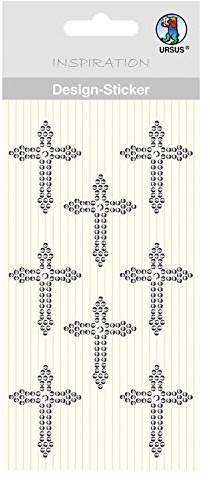 Ursus 75070034 - Design Sticker, Kreuz, Silber, 8 Stück, selbstklebend, einfach von der Folie abzuziehen, ideal geeignet für Scrapbooking, Kartengestaltung und zur Dekoration