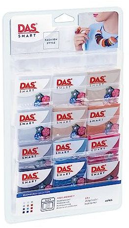 DAS Smart - Pâte polymère à cuire au four - Assortiment tons chauds / froids 12 x 28.5g