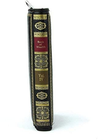 SAGEFINDS Vintage Book of Wealth Geldbörse | Multi-Karten- und Geldhalter | Magnetverschluss und Reißverschluss | Vinyl | 10,2 x 19,1 cm