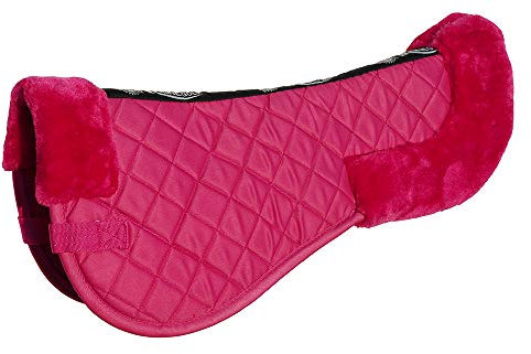 Rhinegold Baumwolle Reitsattel Pad Luxus Reitsport Baumwolle Pad Sattel mit Kunstfell, Besäumten Kanten & Gurt Ersatzriemen Pferdeausrüstung Numnahs für Pferde & Ponys