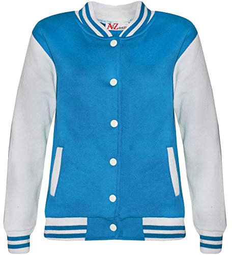A2Z 4 Kids Baseball Kontrast Jacke Uni Stil Mantel B.B Stehkragen - B.B Plain Jacket Blue 9-10