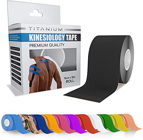 Titanium Sports Kinesiology Tape - 5m Roll of Elastic Water Resistant Tape for Support & Muscle Recovery - Quality Sports Tape
