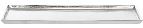Brandsseller Deko-Tablett 44,5x12,5 cm Deko-Teller Dekoschale Aluminium RAW Optik Silbern Rechteckig