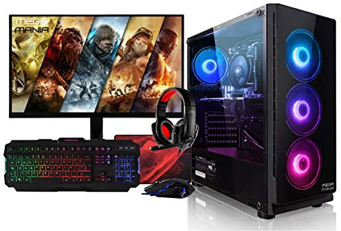 Megamania PC Gaming Intel i7 10700F (8 Núcleos up to 4,8Ghz) | 16GB DDR4 | SSD 480GB + 1TB HDD Esclavo | Nvidia GT 1030 4GB | WiFi + Monitor LED FullHD 22 + Kit Gaming