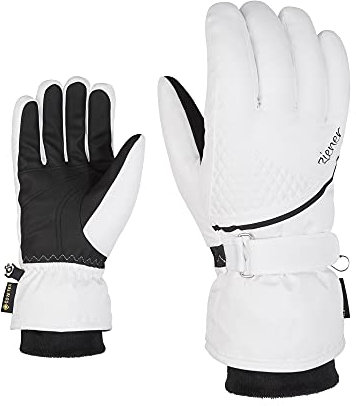 Ziener Damen Kiana Ski-Handschuhe/Wintersport | wasserdicht, atmungsaktiv, warm, Gore-Tex, white, 7.5