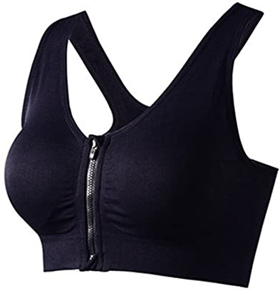 Daysskk Sport BH Zip Front Sports Bra mit Abnehmbaren Pads Bustier Ohne Bügel für Fitness Yoga L