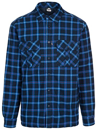 Trespass Mens Fleece Lined Shirt Rapeseed Dark Blue Check in Size - M