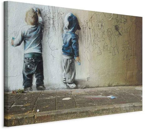 B&D XXL - Akustikbild Poster Kinder Graffiti, Schallschutz, Wohnzimmer | Verbessert Raumakustik, reduziert Hall, ideal fürs Büro oder Wohnzimmer, hochwertige Verarbeitung, schnelle Montage, stilvoll