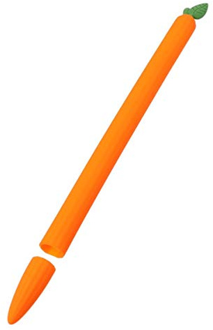 VILLCASE Stylus Stifthülle Silikon Karotten Motiv Schutzhülle Kompatibel mit Apple Pencil 2 rutschfest Passgenau mit Stiftkappe für Tablette Zubehör