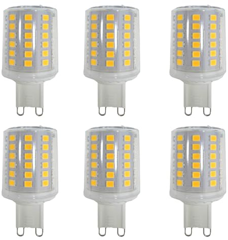 Jiotouhu LED-Leuchtmittel G9, 9 W, kein Flackern, 68 LEDs, 900 lm, nicht dimmbar, entspricht 90 W Glühlampe, Warmweiß 2700 K, 6 Stück