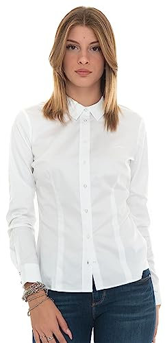 Guess Camicia da Donna a Maniche Lunghe, Bianco Puro., L
