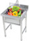 Évier Inox de Cuisine 1 Bac, Évier Utilitaire sur Pied, Évier Multifonctionnel Commercial avec Robinet Pivotant à 360 ° Évier de Jardin Intérieur Extérieur, Facile à Nettoyer, Porteur 150kg