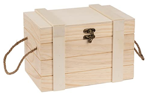 GLOREX 6 2003 360 - Schatztruhe aus Kiefernholz mit Griffen und Verschluss, ca. 24 x 16,5 x 15,5 cm groß, zum Dekorieren und Aufbewahren von Schmuck