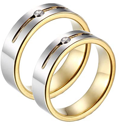 Mesnt Wolfram Ring, Silberner Goldring mit Zirkonia Größe Damen 60 (19.1) & Herren 62 (19.7)